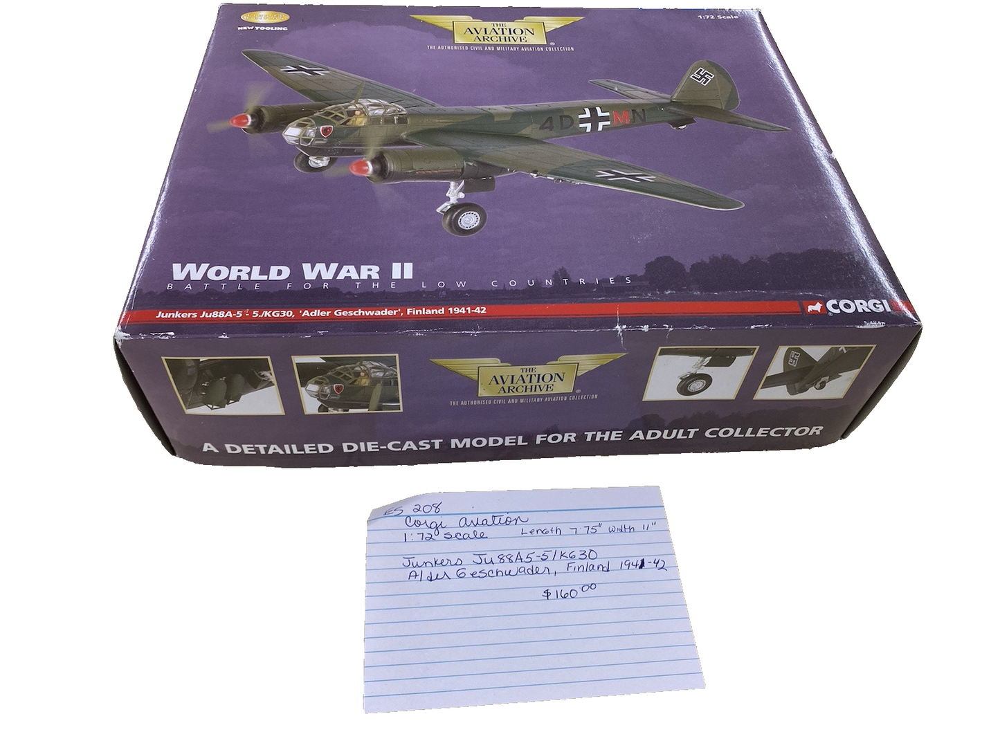 ES 207 Corgi Aviation Diecast Limited Edition  Junkers Airplane Plane