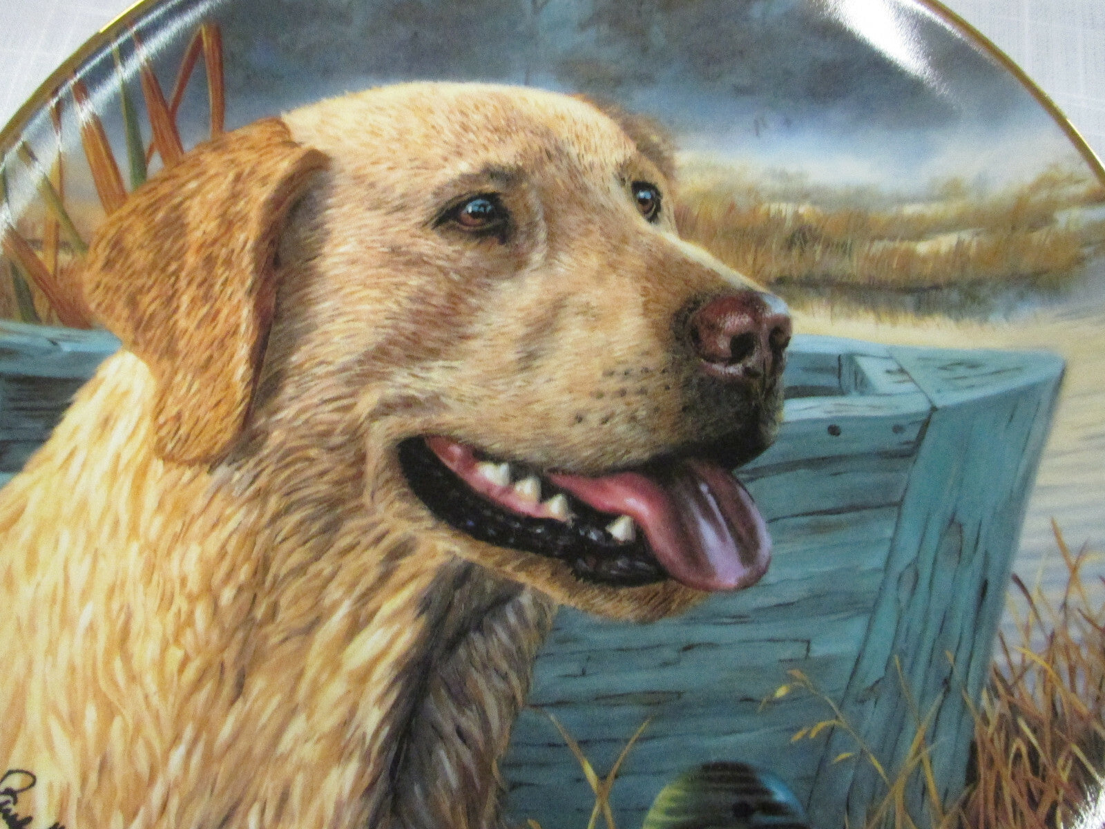 ES Set of 5 FRANKLIN MINT  Dog Porcelain Plates  8" diameter