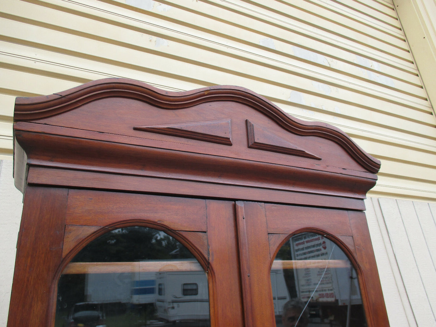 62385   Antique Victorian 2 pc Secretary Desk w/ Bookcase Top