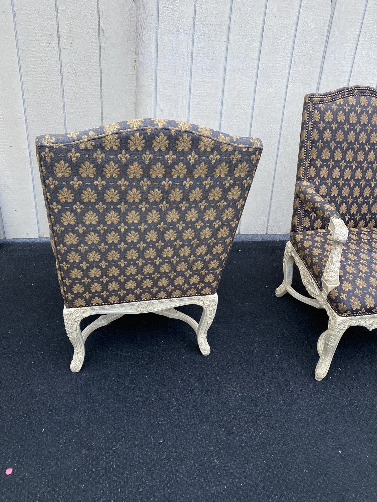 61185  Pair Romantic Shabby Armchair Chair s