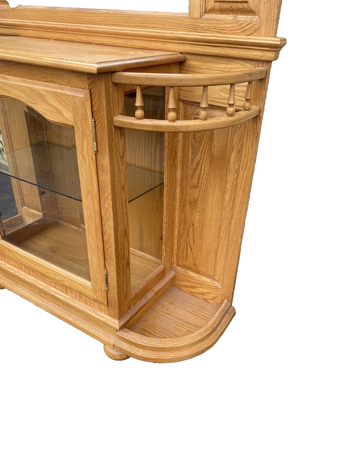 64774  Oak Hall Seat Hat Rack Umbrella Stand Curio