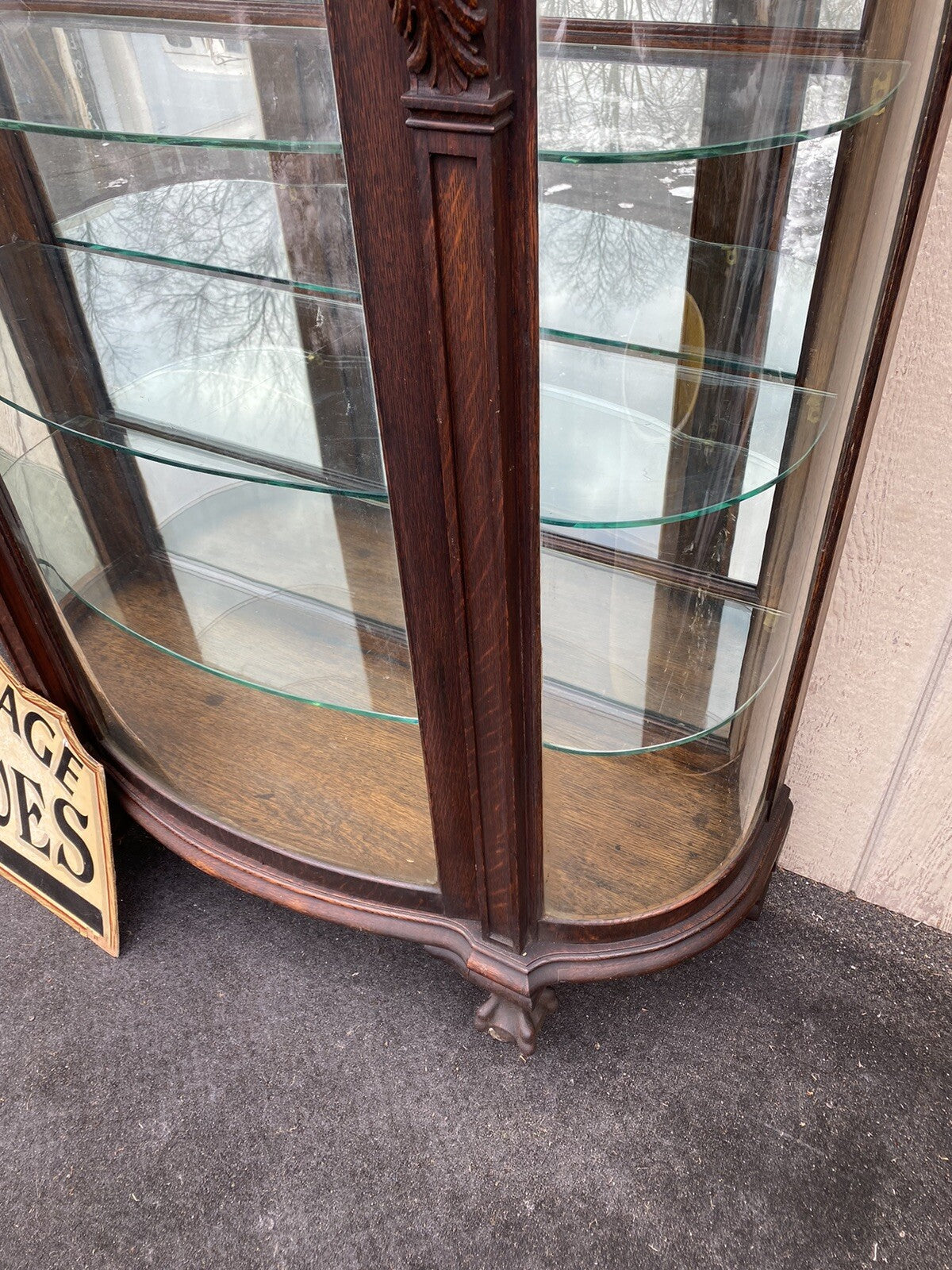 66152   Antique Victorian Lion Headed China Cabinet Curio