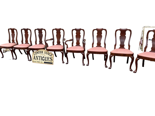 65837   Set of 8 Solid Mahogany Queen Anne Dining Chairs Chair s