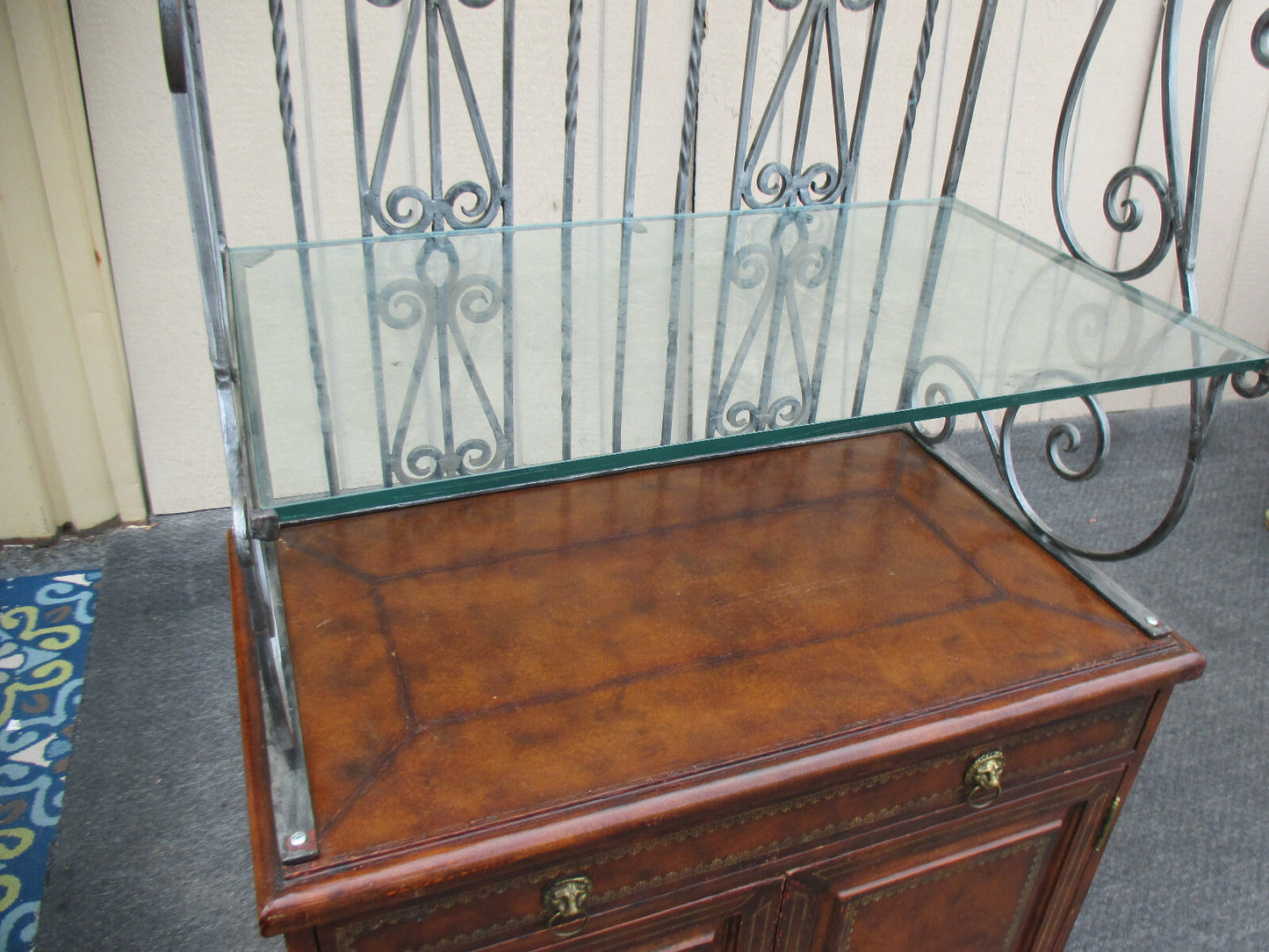 63008 Wrought Iron Bakers Rack Kitchen Cabinet Curio Etergie