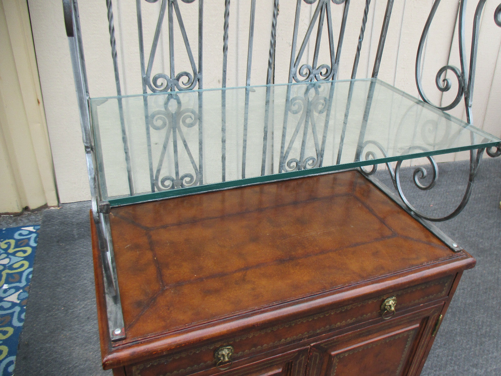 63008 Wrought Iron Bakers Rack Kitchen Cabinet Curio Etergie