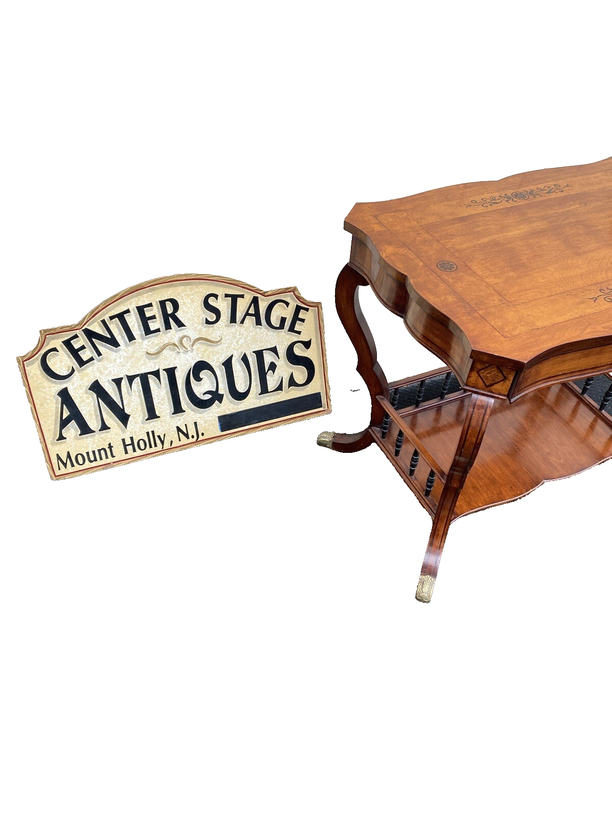 64857 CUSTOM Made Inlaid Table with Drawer