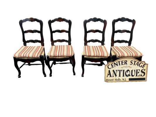 65624 Set of 4 Ebony Rush Seat Dining Chairs Chair s