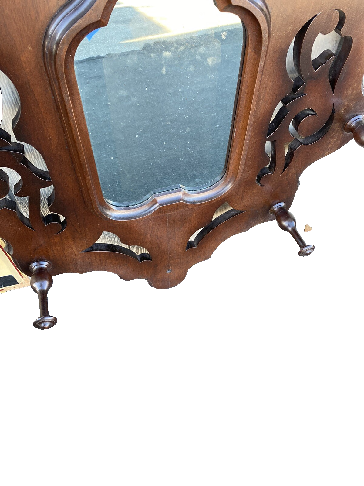 66249 Antique Walnut Victorian Wall Mirror Hat Rack Coattree