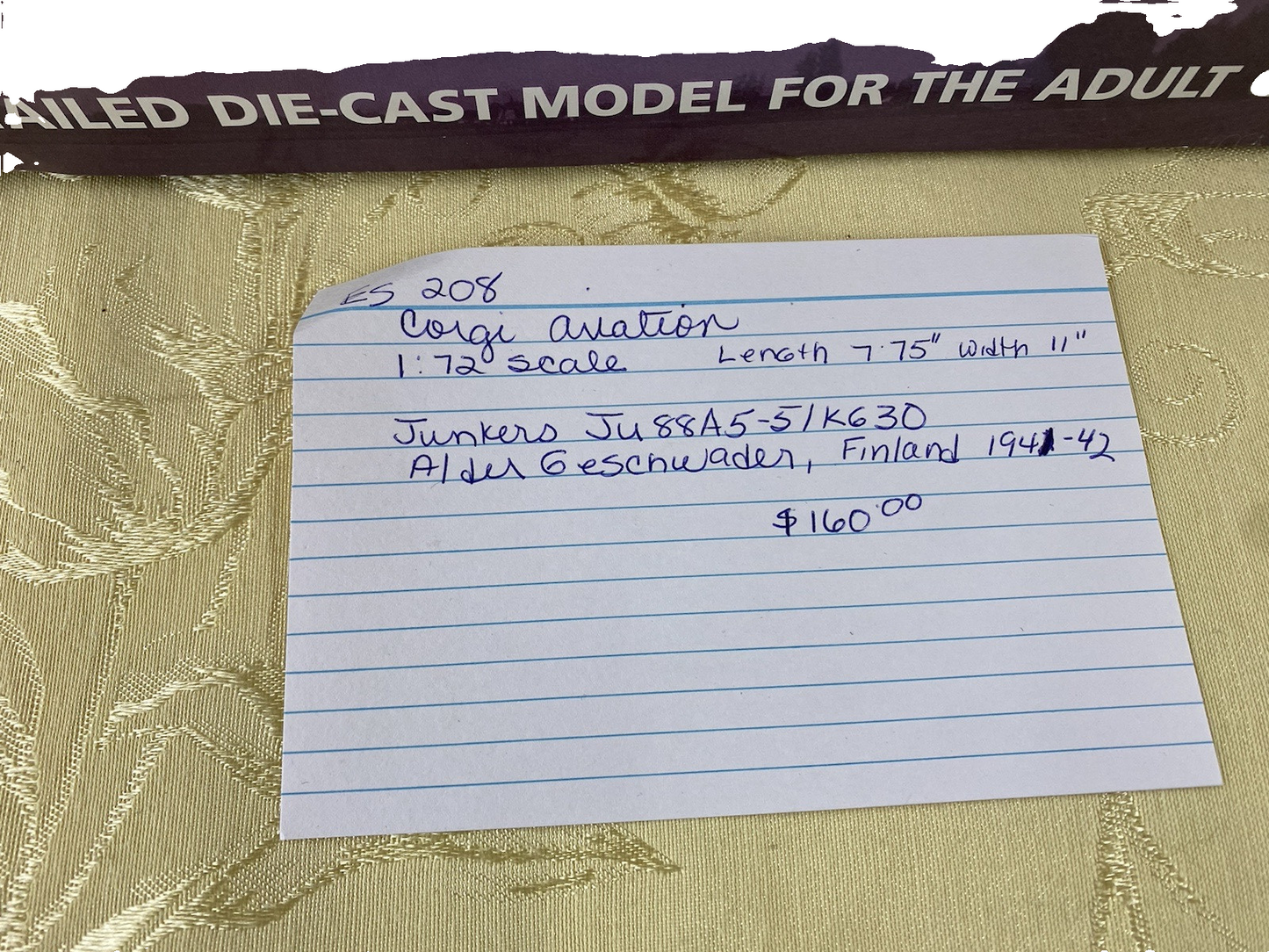 ES 207 Corgi Aviation Diecast Limited Edition  Junkers Airplane Plane