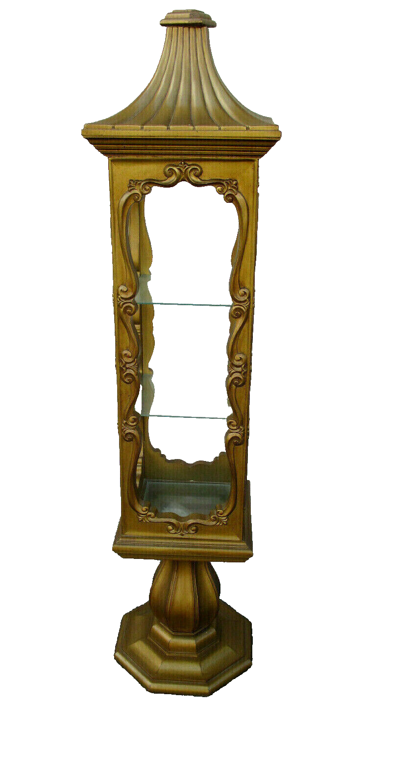 62471  Mid Century Modern Gold Curio Cabinet Etergie