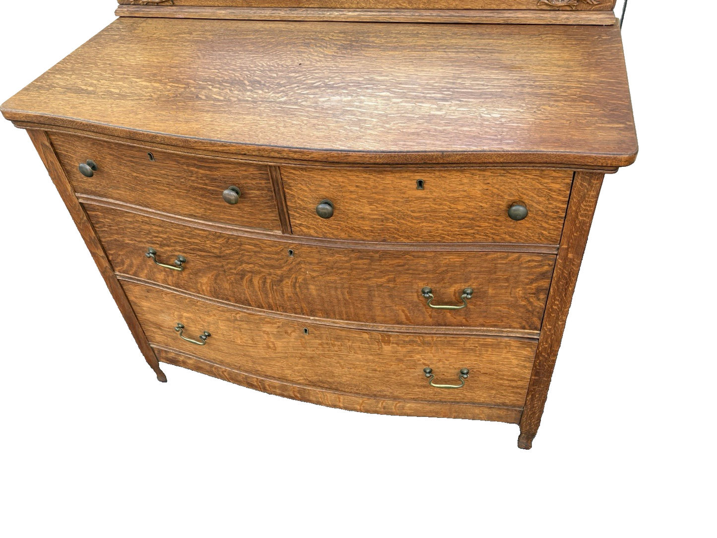00001 Antique Victorian Oak Dresser Chest with Mirror