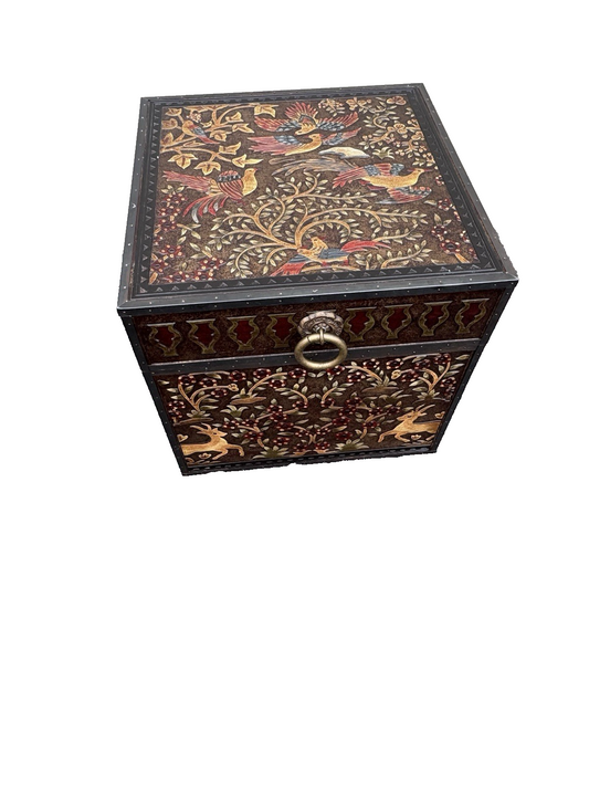 67174 Fancy Storage Trunk Cabinet with Bird Design