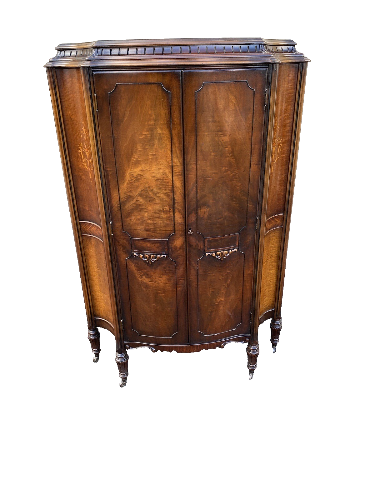 64922 Inlaid Walnut Chifferobe High Chest Dresser