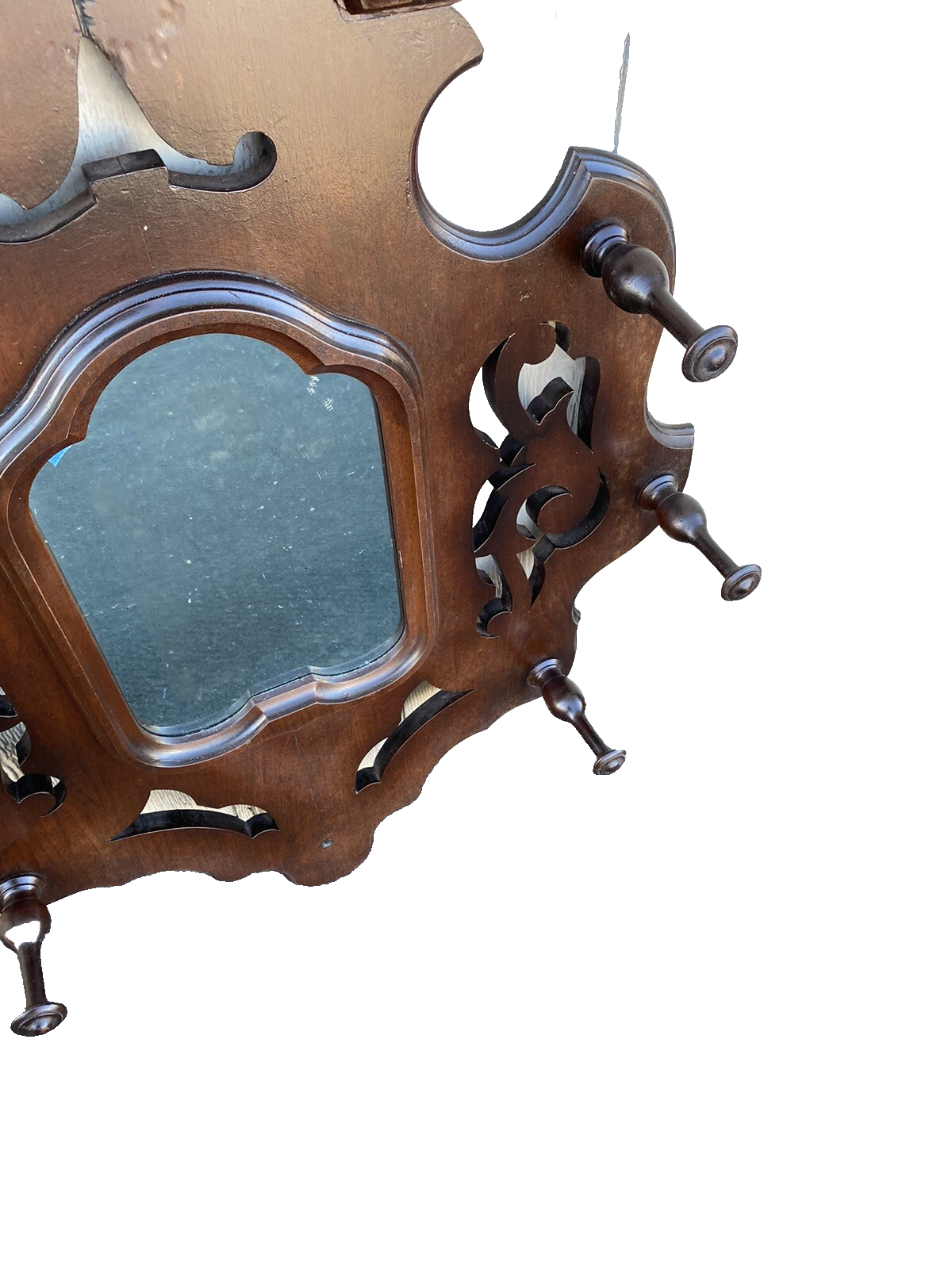 66249 Antique Walnut Victorian Wall Mirror Hat Rack Coattree