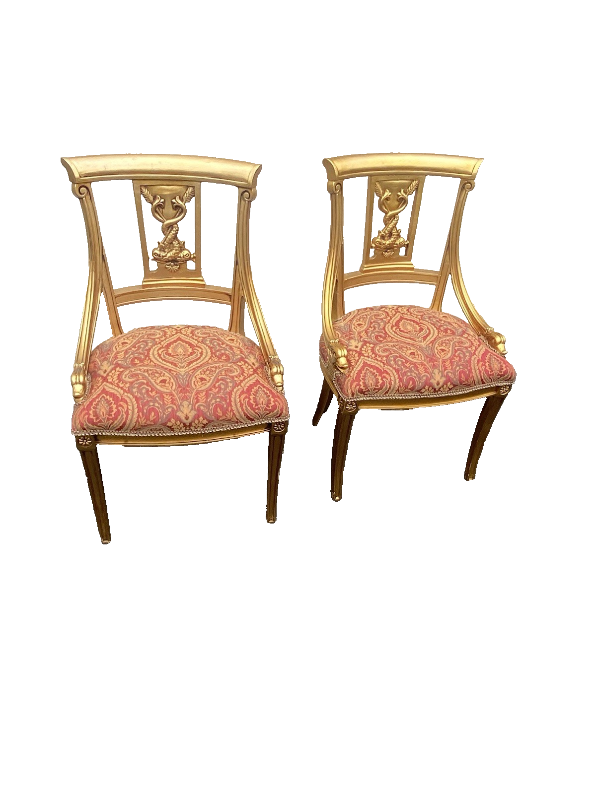 66455  Pair Custom Hand Made Decorator Chair s with Fish Figures.