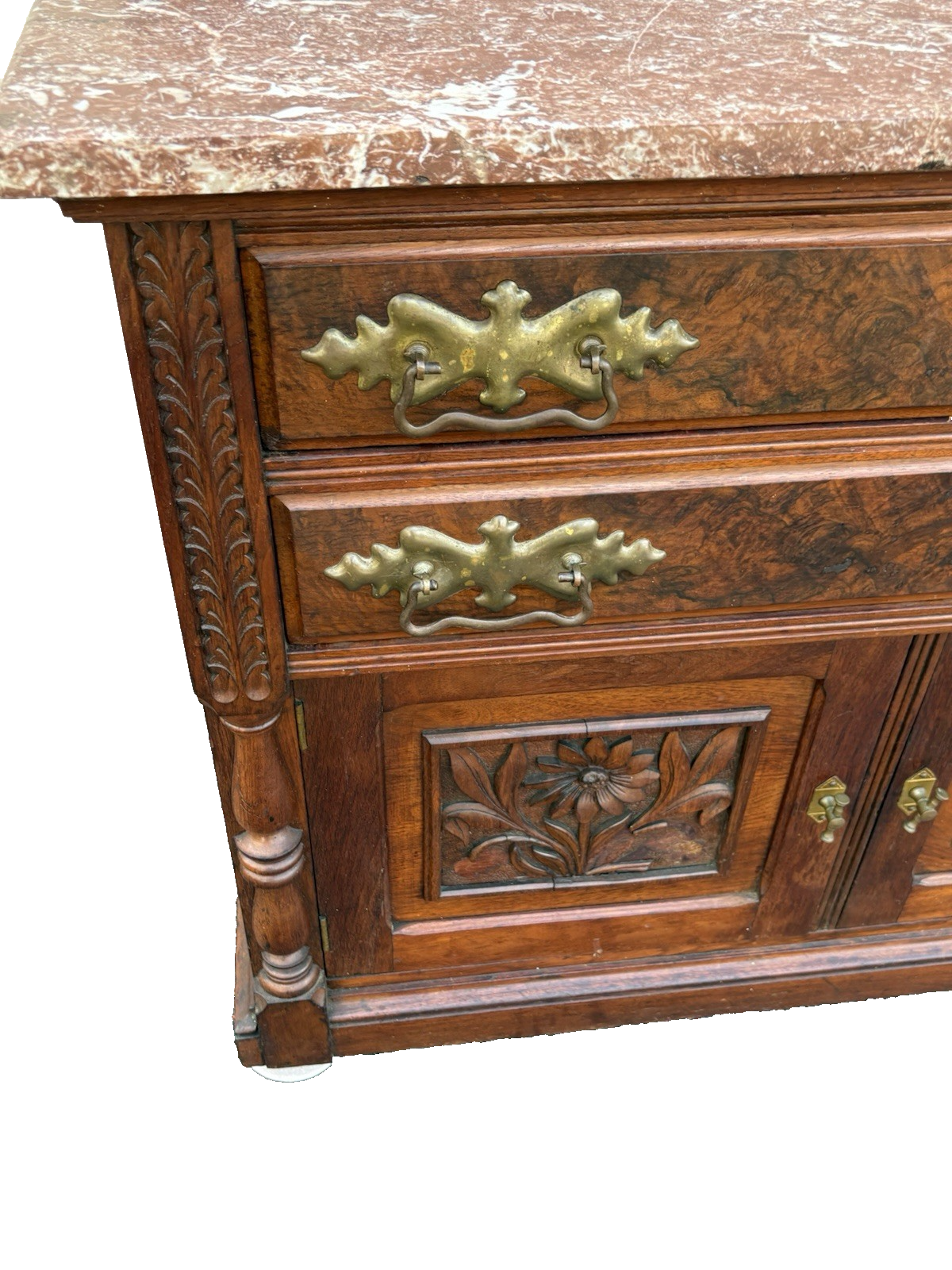 66900  Antique Victorian Mahogany Hand Carved Washstand Dresser