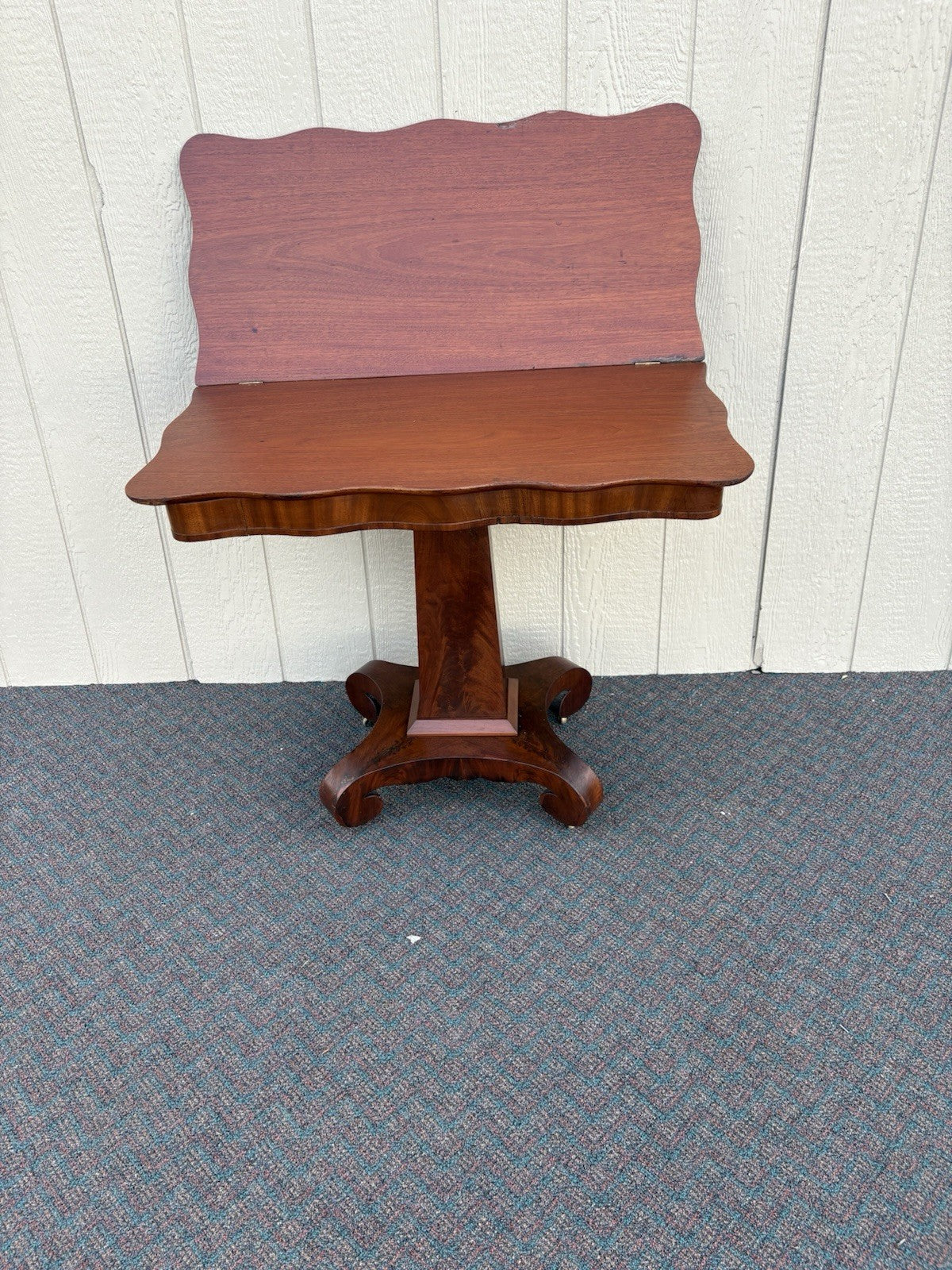 00001 Antique Empire Mahogany Flip Top Game Table Dining Table
