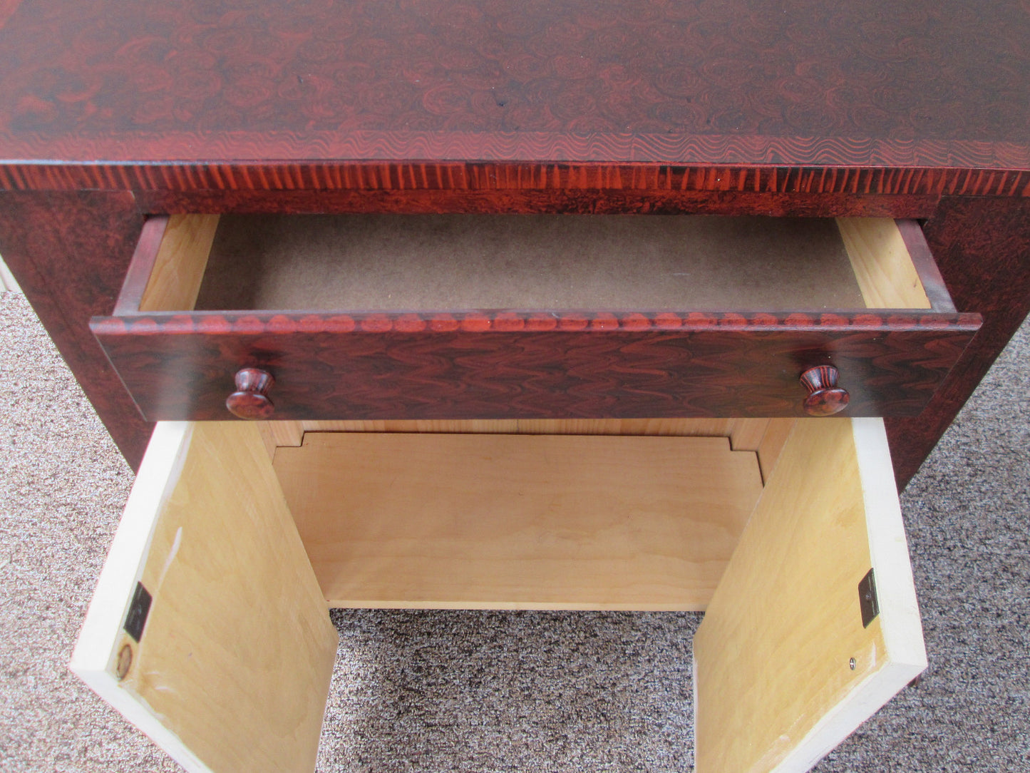 56069 HAND PAINTED FRUIT BASKET CONSOLE TABLE 2 DOOR CABINET WITH DRAWER