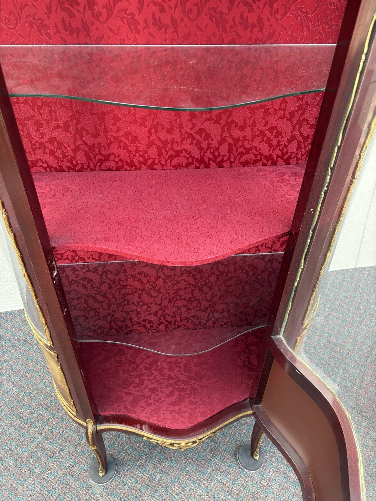 67000 Louis XV Bow Glass Curio China Cabinet with Bronze Ormalu