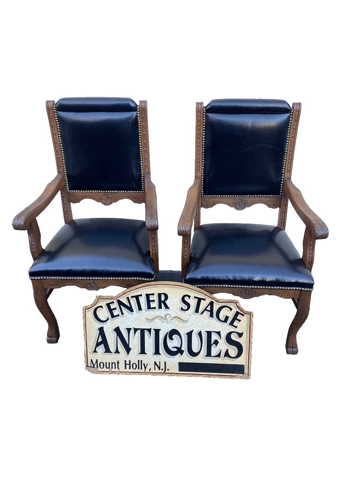 66265 Pair Antique Oak Armchair Dining Chair s