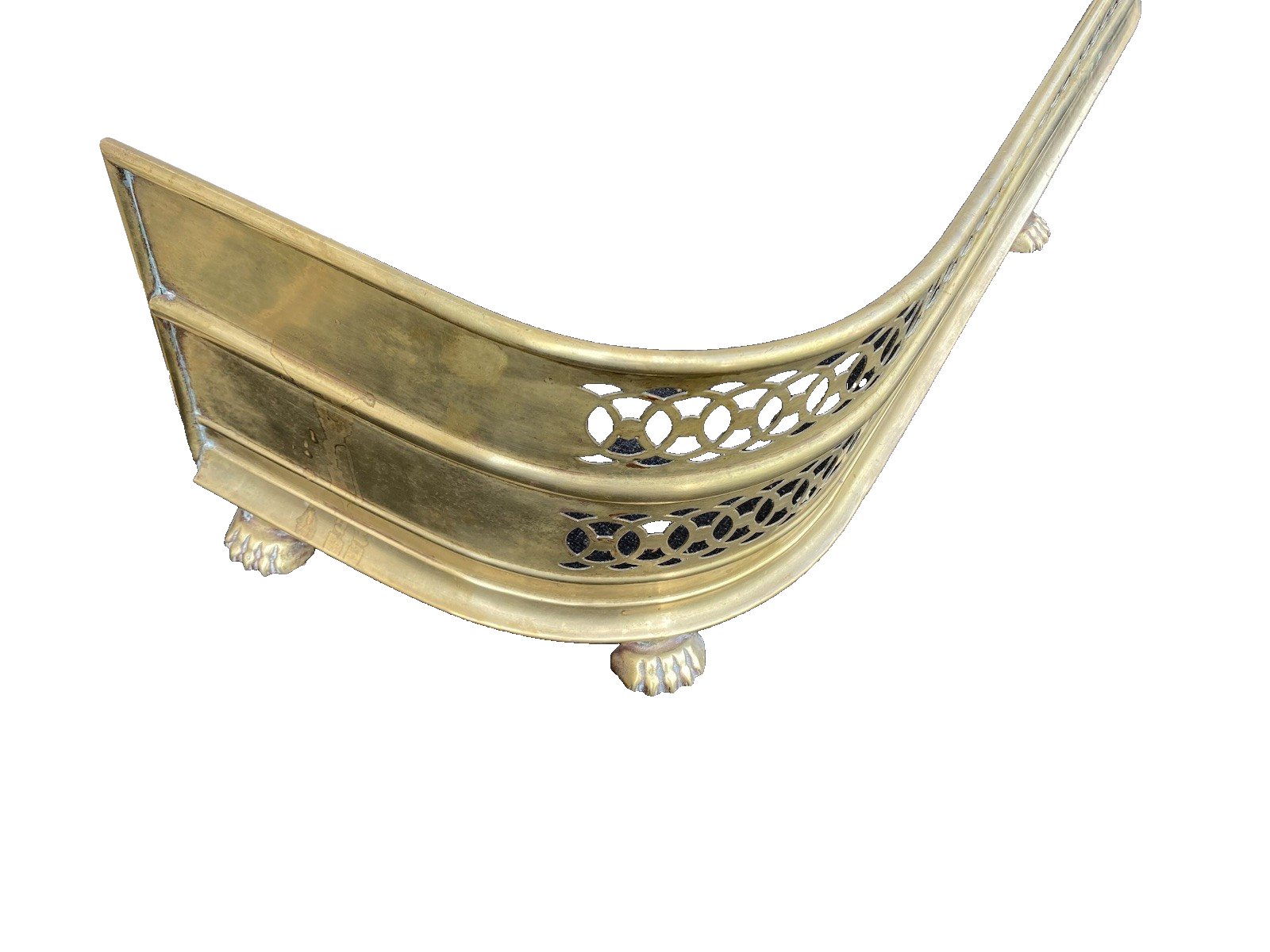 66654   Antique Brass Fireplace Fender Fancy Feet