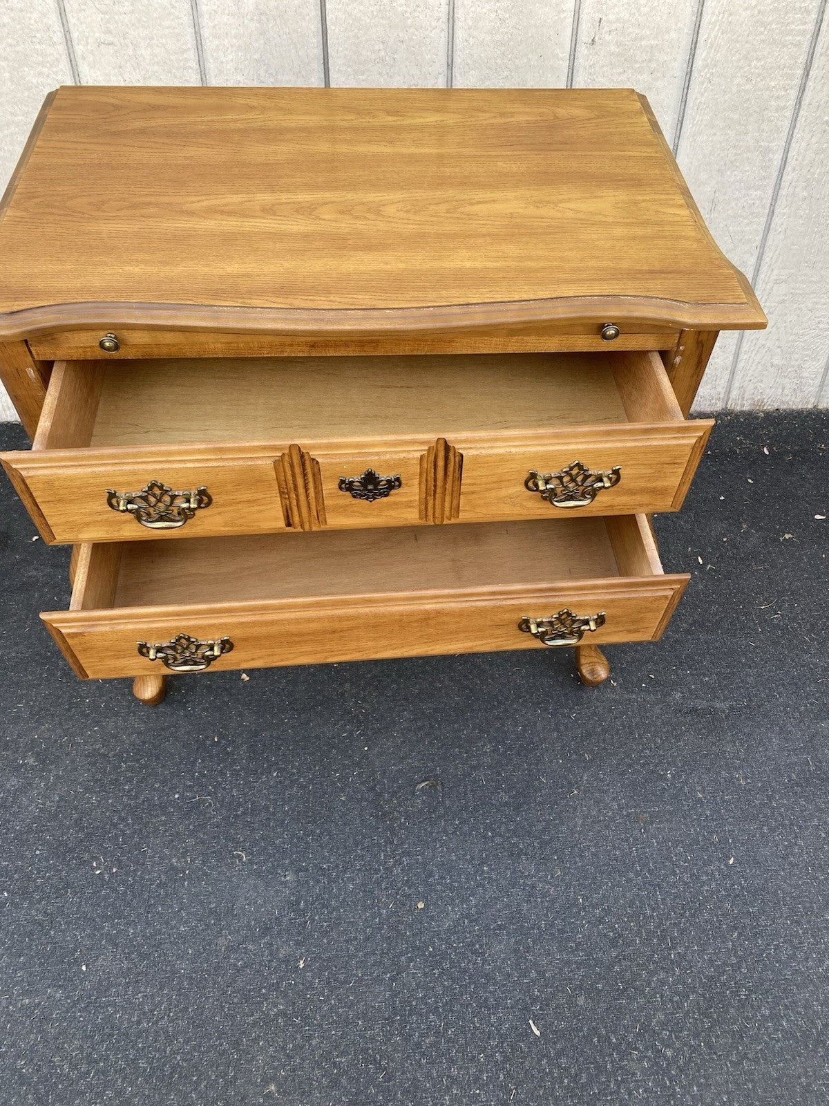 66623 Oak Low Boy Dresser Chest with Pull- Out extension