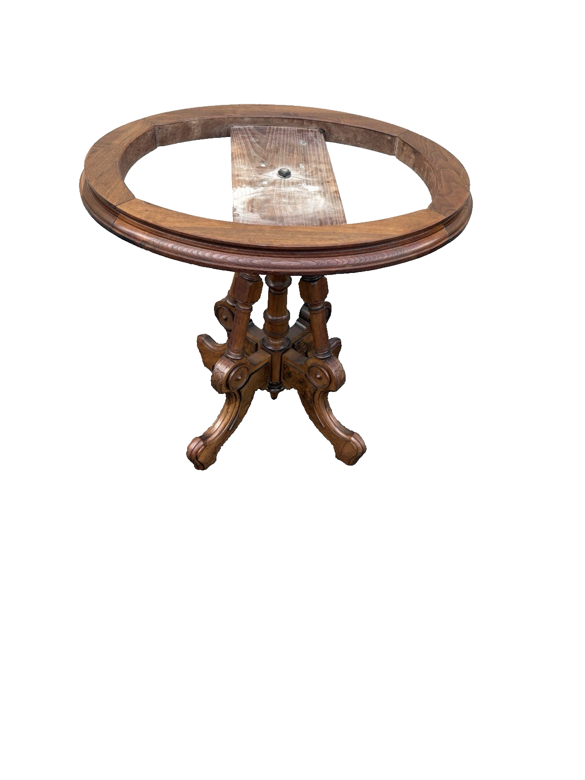66943 Antique Victorian Walnut Marble Top Lamp Table Stand