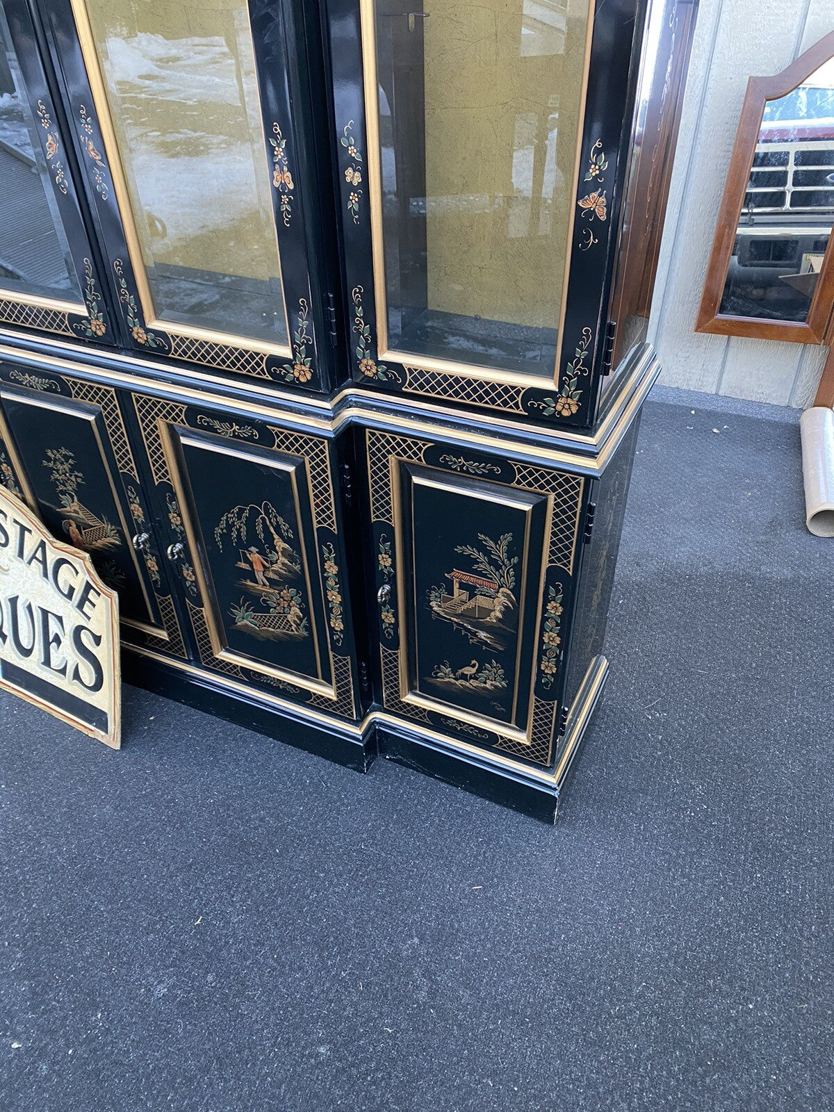 66268  ETHAN ALLEN Oriental Breakfront Curio Cabinet