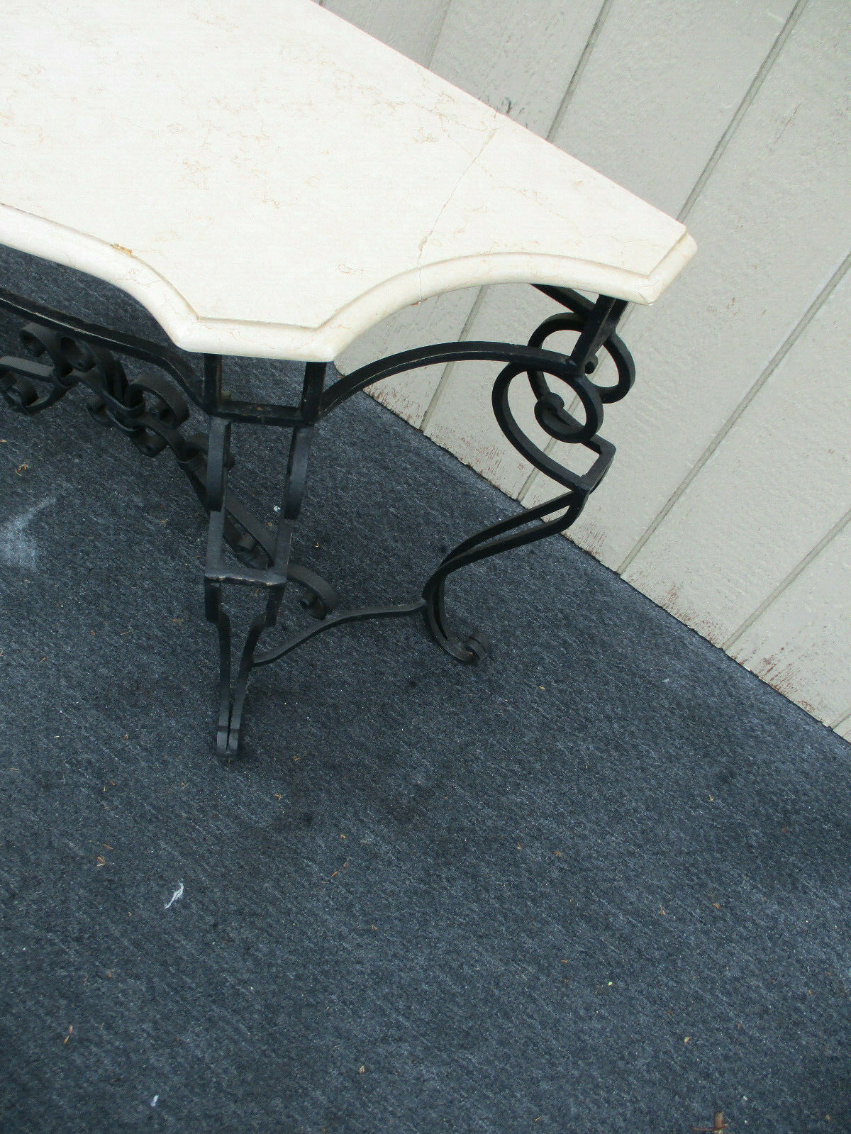 62809 Marble Top Console Table w/ Iron Base