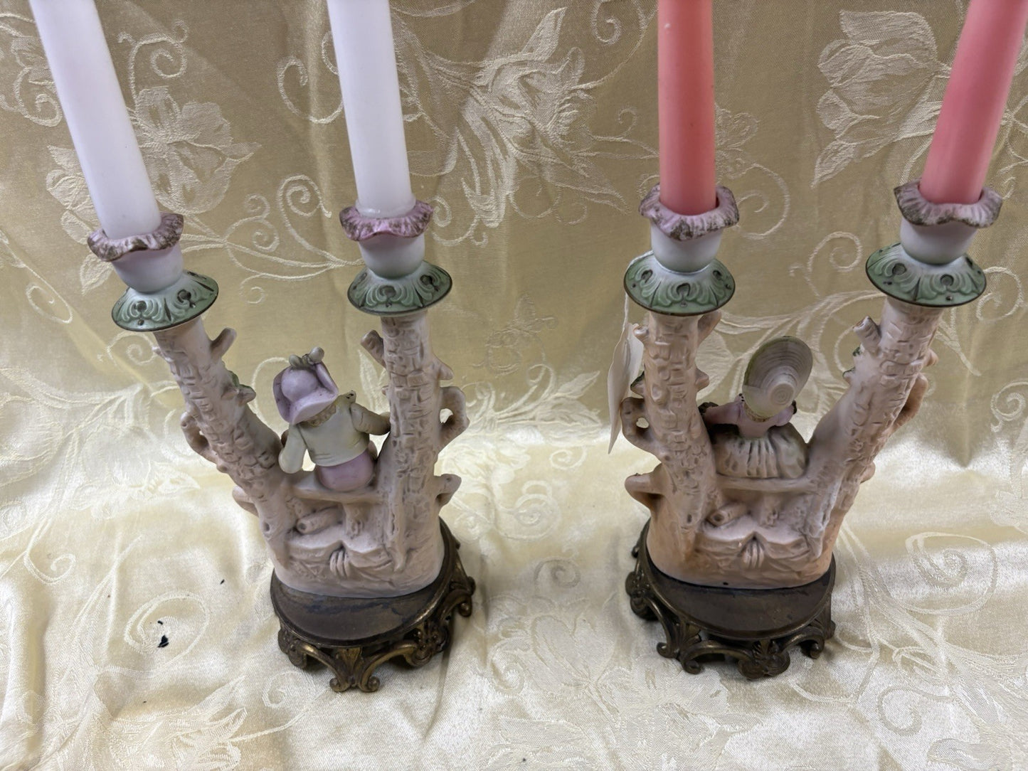 COL 01:       Pair Bisque Candelabra Figures