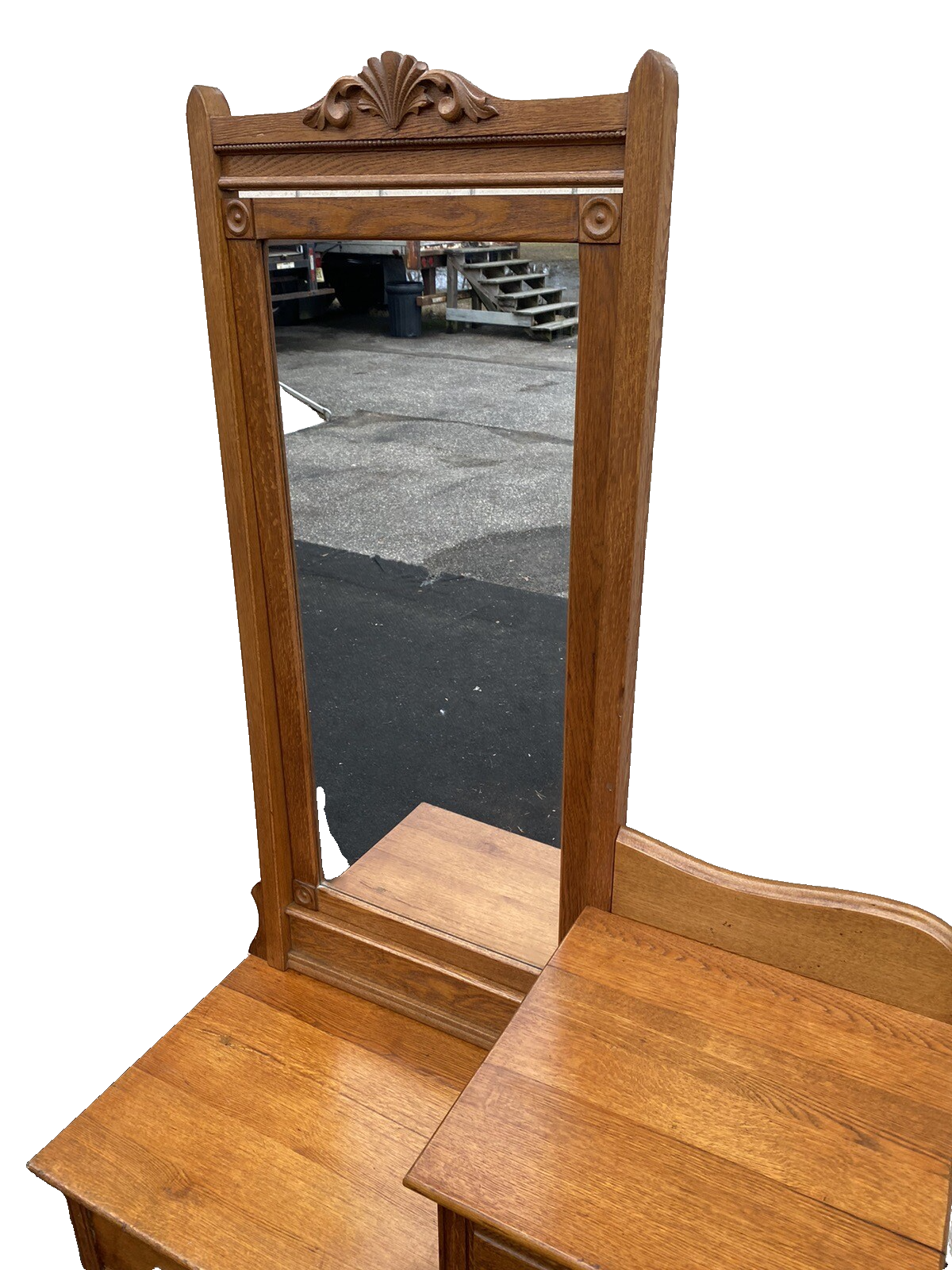 65144 Antique Victorian Oak Dresser Chest with Mirror