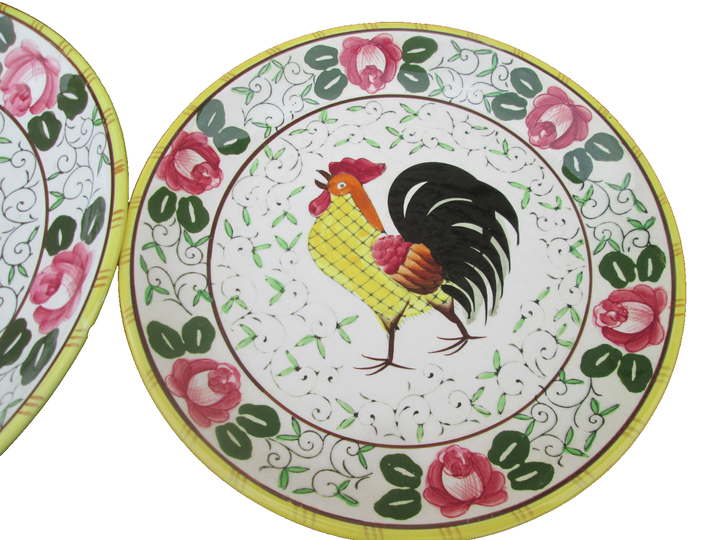 COLSW:  ROOSTER & ROSES PY  29 pieces Plates Bowls Salt Box Cup + Saucers
