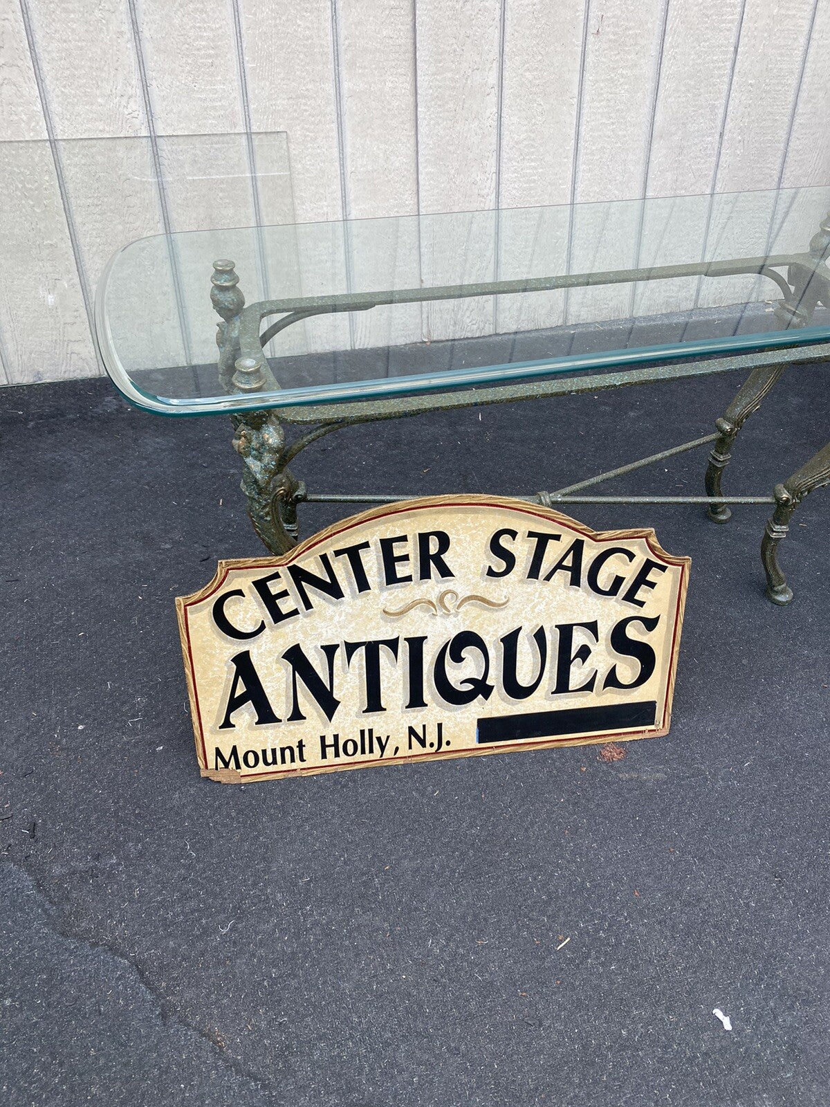 65667  Figural Glass Top Decorator Sofa Table