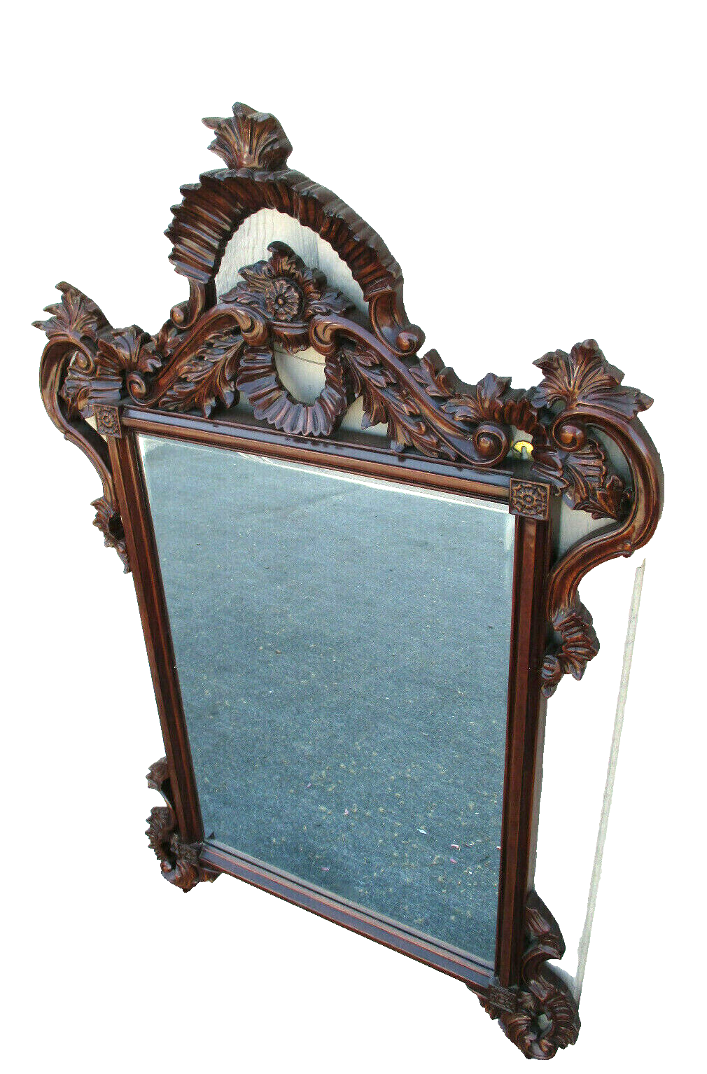 63093 Solid Mahogany French Carved Mirror in Fancy Picture Frame
