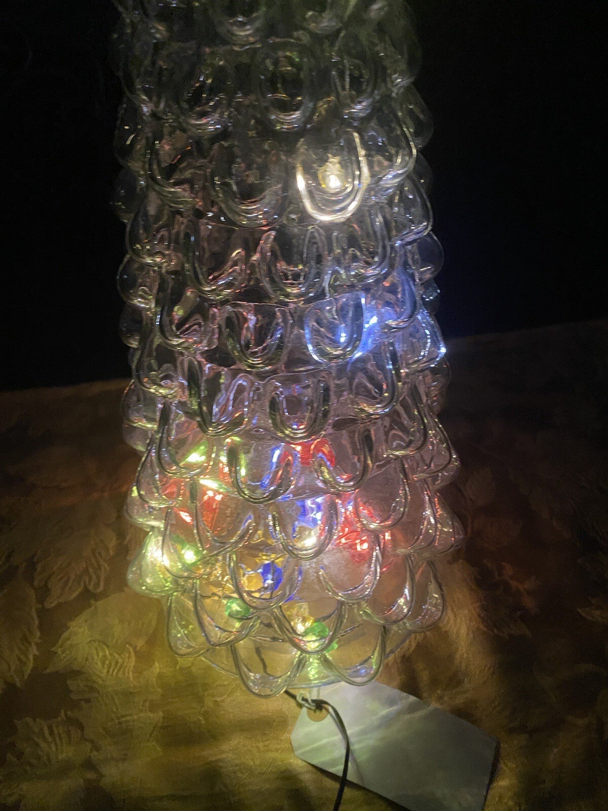 BP  WW:     POTTERY BARN Glass Christmas Tree w/ Lights and Original Box