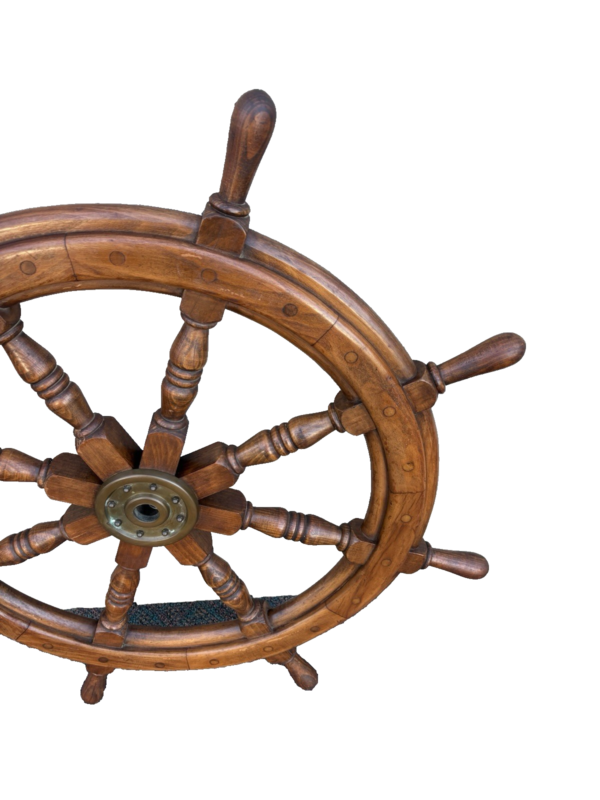 66949 Antique Wood and Brass Ships Wheel