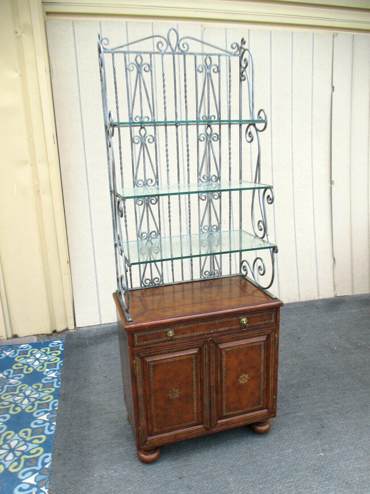 63008 Wrought Iron Bakers Rack Kitchen Cabinet Curio Etergie