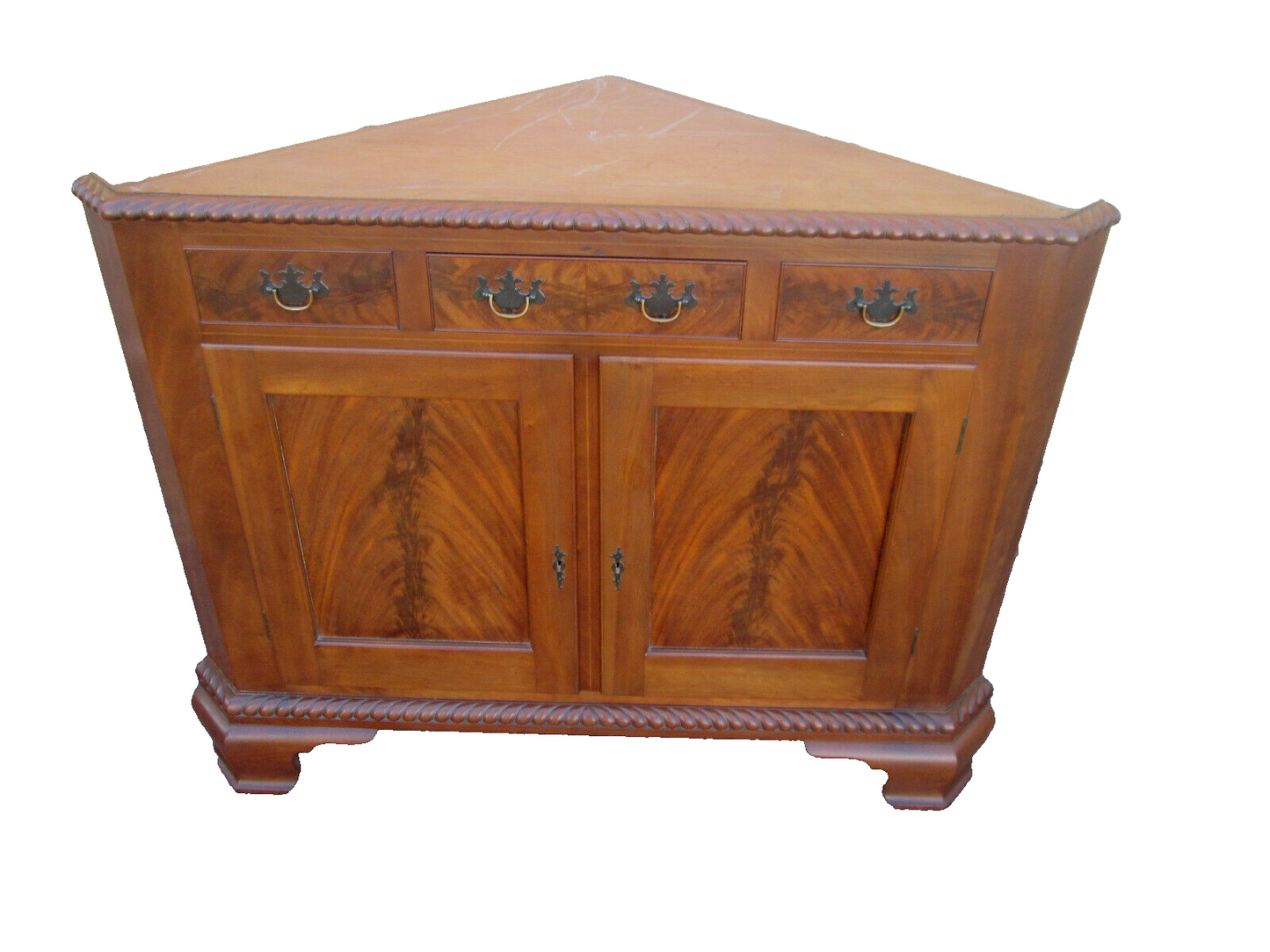 56879  Solid Cherry CUSTOM Hand  MADE  2 piece Corner China Cabinet Curio