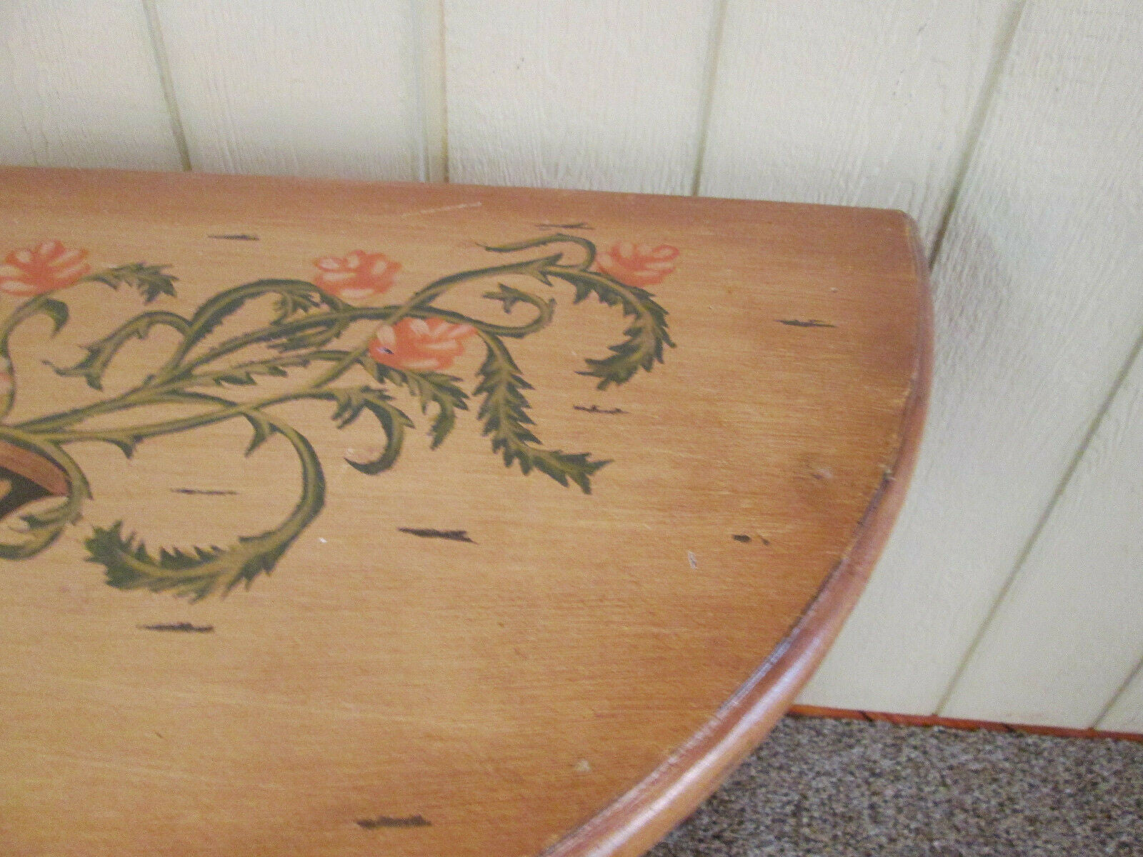 49361 DECORATOR Custom Made HAND PAINTED WOOD HALF ROUND CONSOLE TABLE