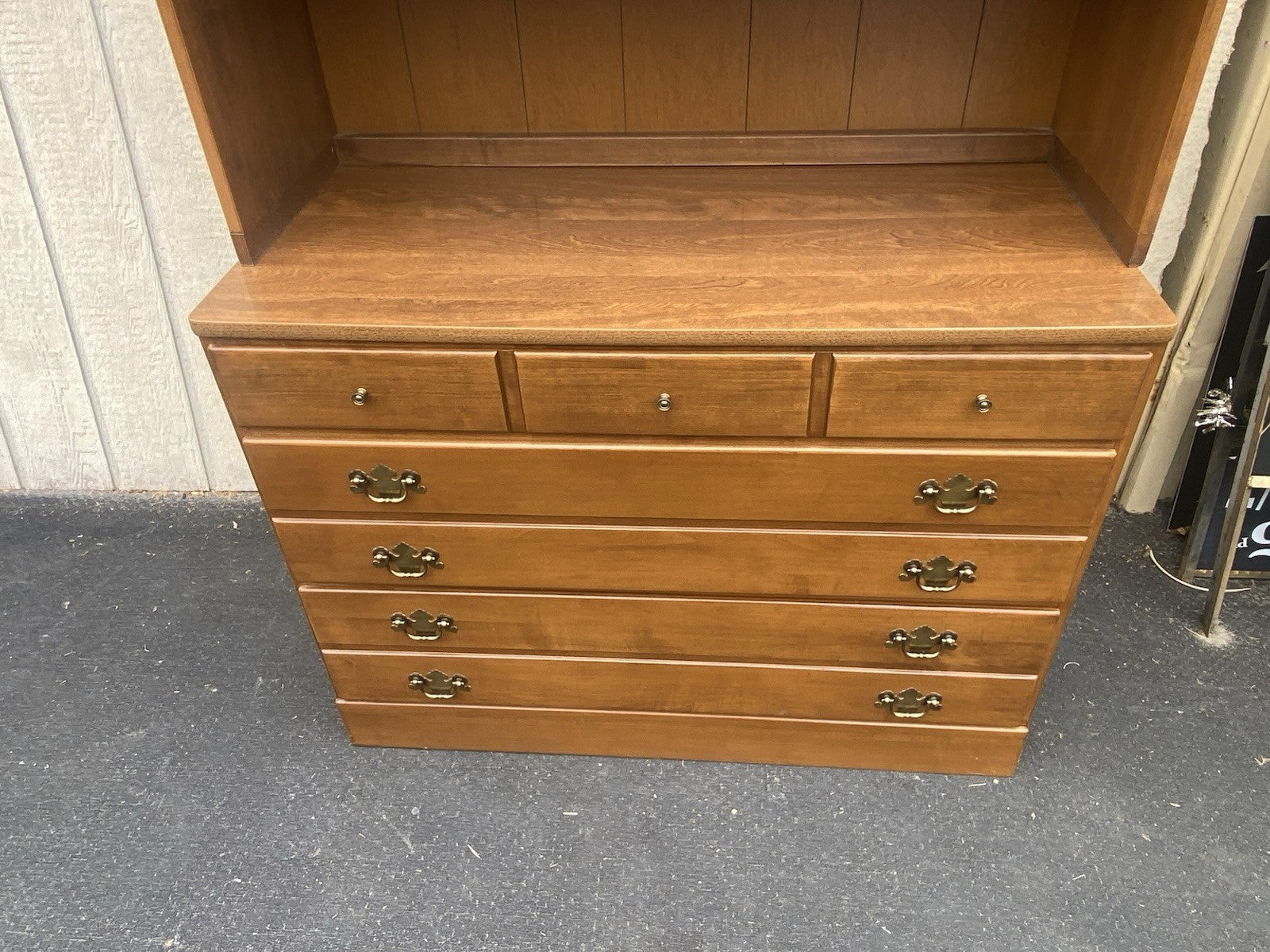 66554 Ethan Allen Maple  Cabinet with Bookcase Top