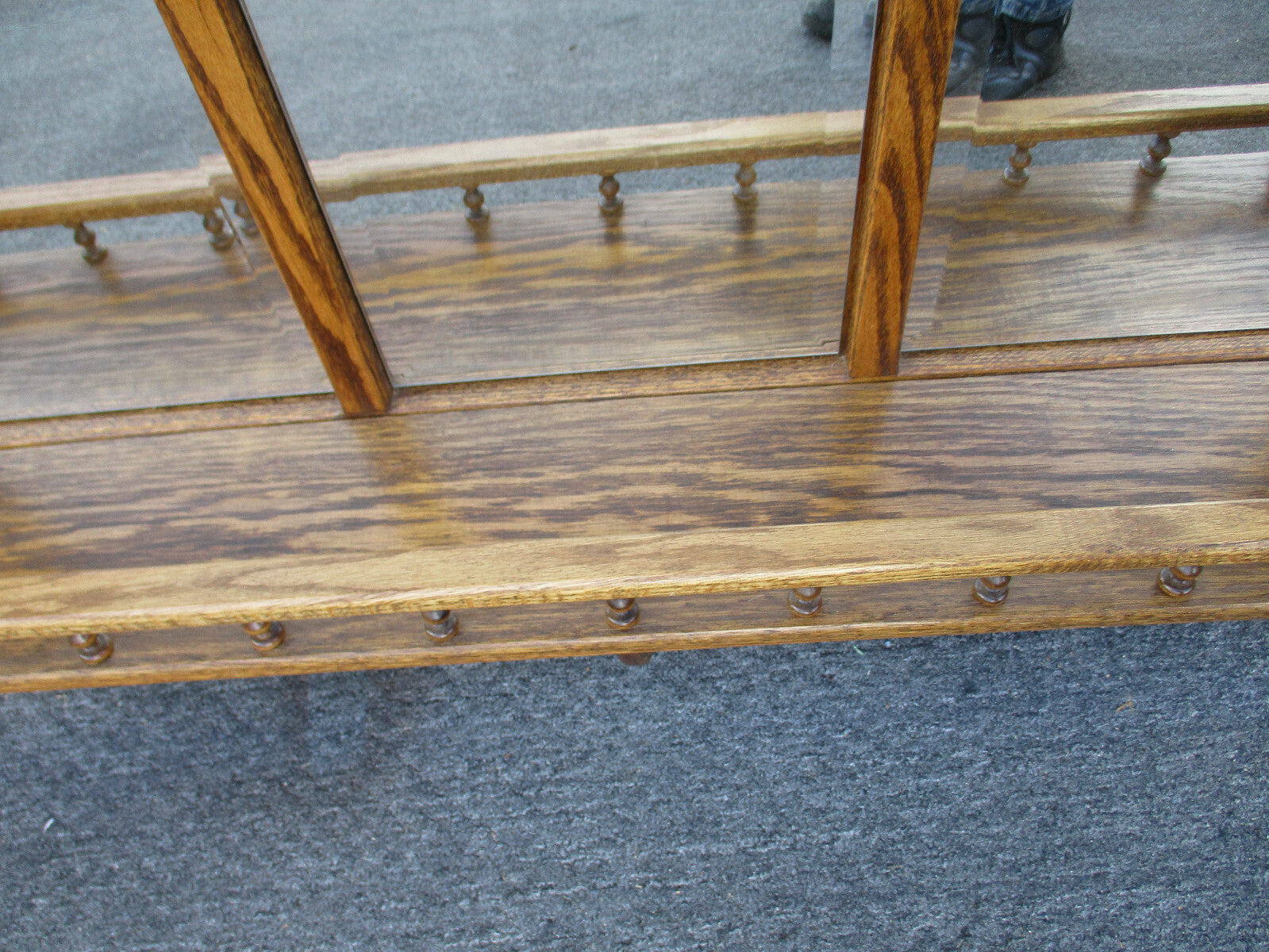 62901 Oak Whatnot Wall Curio Shelf with Beveled Mirrors