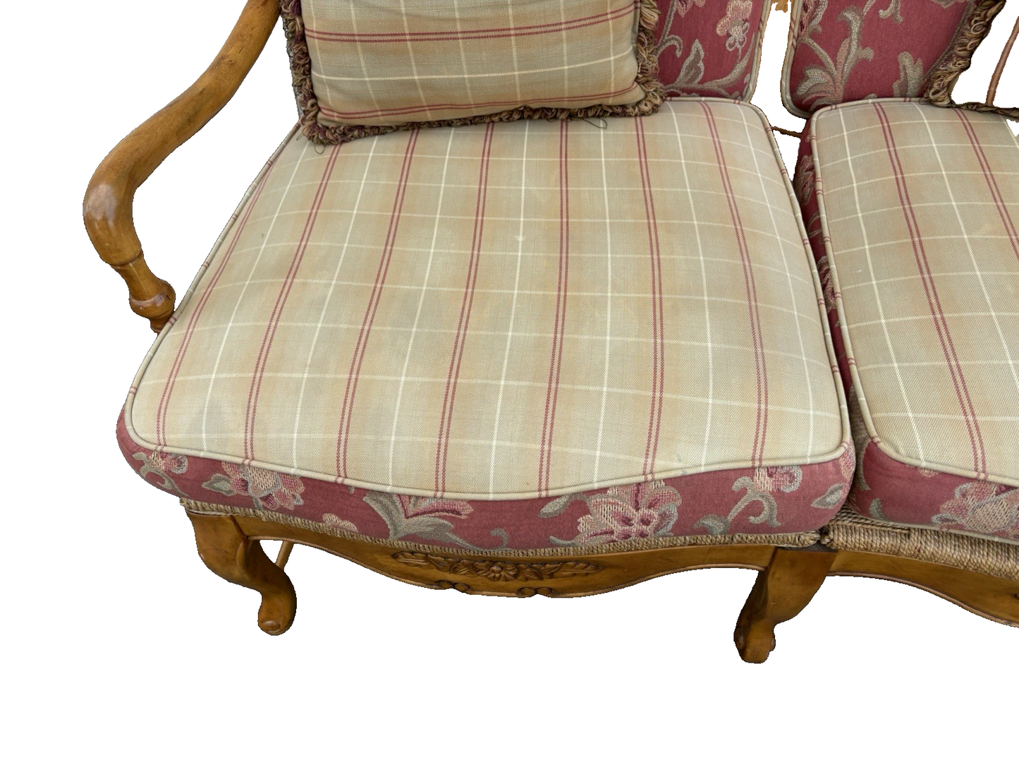 66788 ASHLEY Furniture Rush Seat Loveseat Sofa Settee Couch REVERSABLE PILLOWS