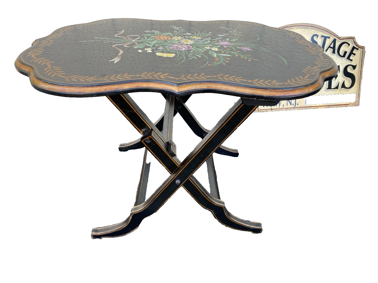 66458  Hand Made Decorator Tilt Top Table Stand   Table Top 24" x 31"W