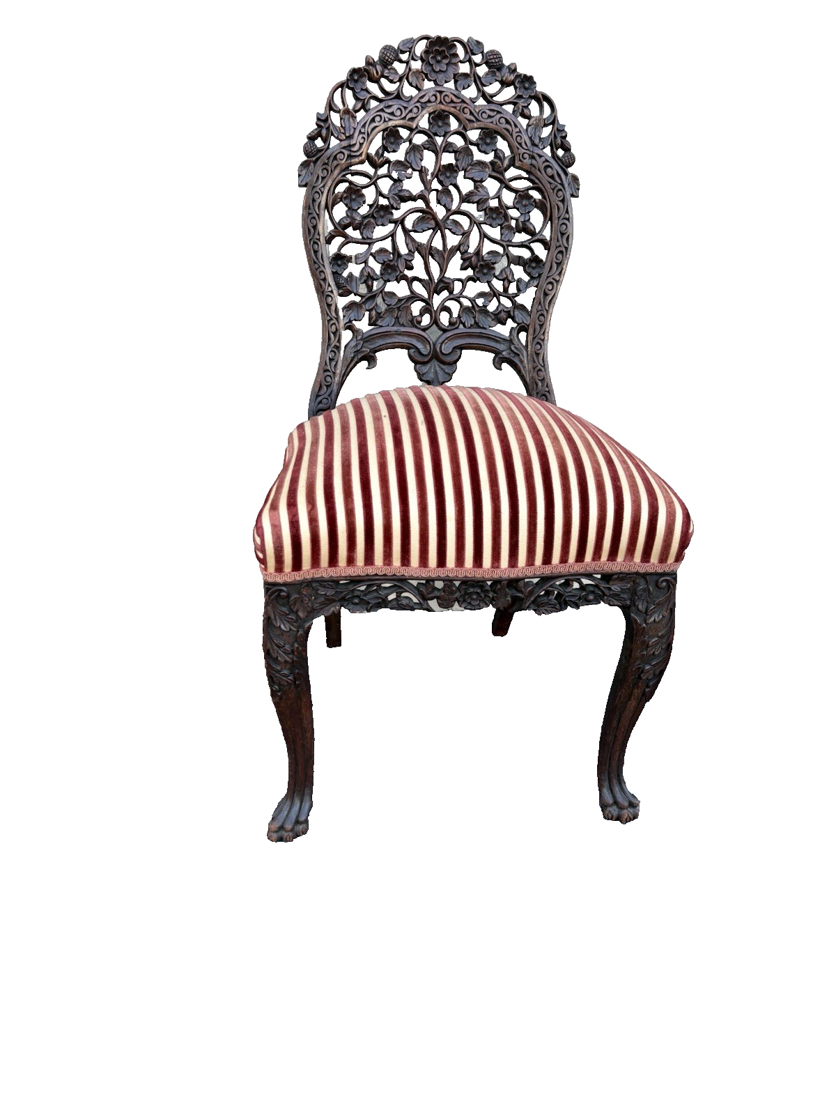 00001 ANTIQUE Oriental Hand carved Side Chair