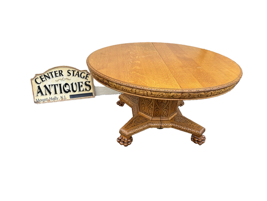 66723  Super RARE Antique Victorian Table w/ 10  Leafs Top 54" x 144"