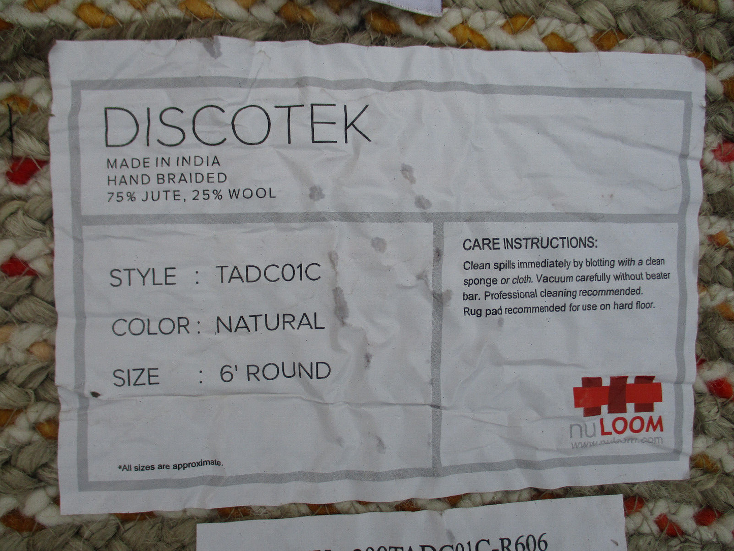 RUG 05:      Round 5 foot  10 inch   Rug    NU LOOM DISCOTEK