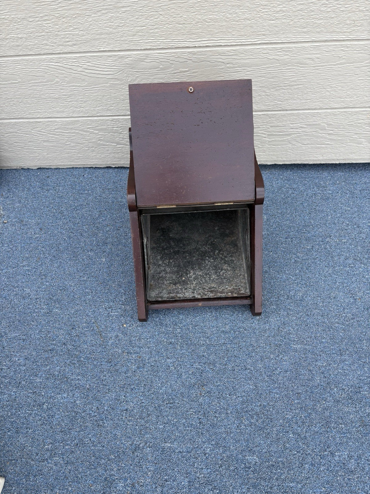 66553 Antique Hand Carved  Mahogany Coal Bin Storage Cabinet