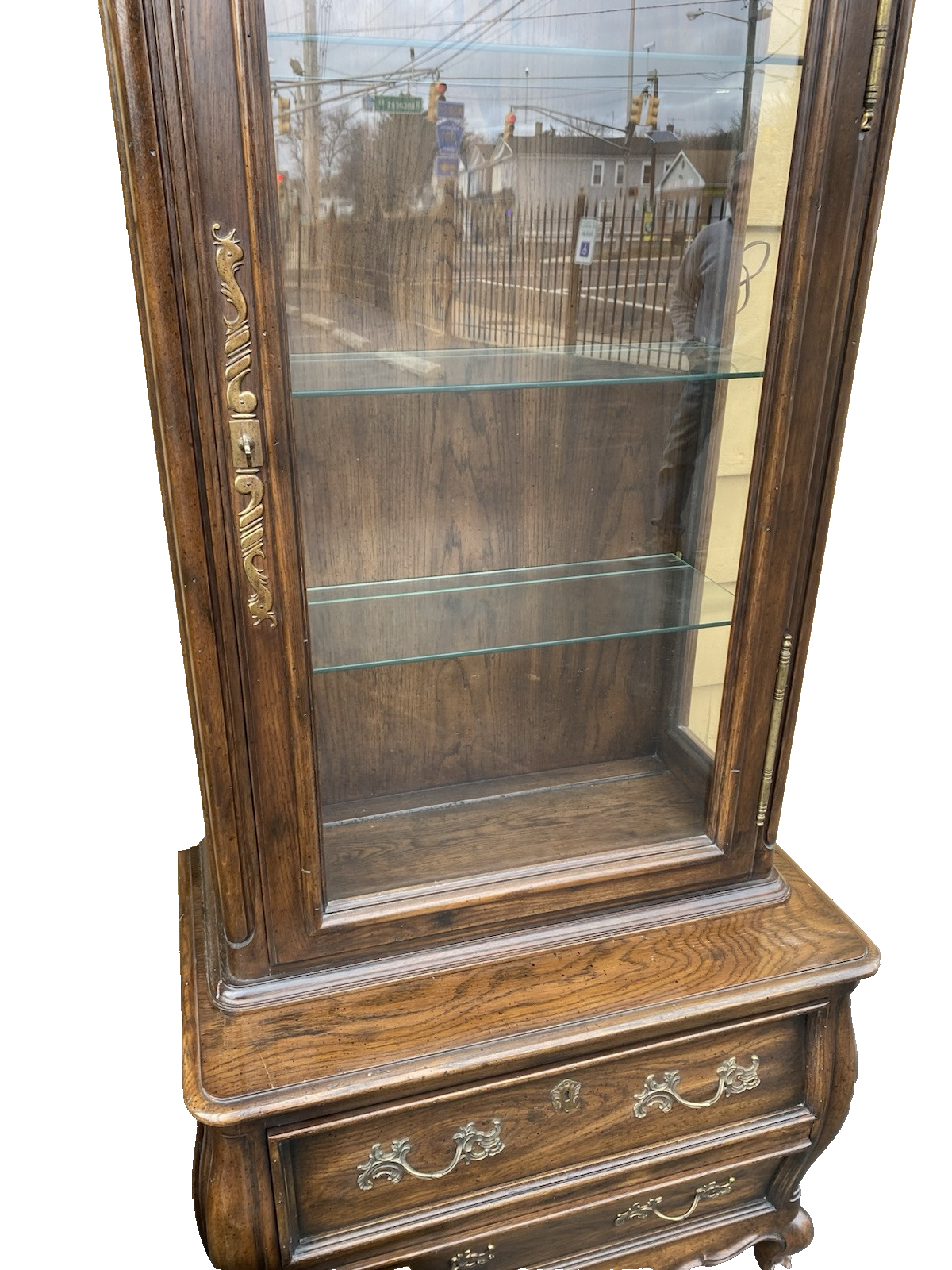 66426 PAIR JOHN STUART Furniture Oak Curio China Cabinet s