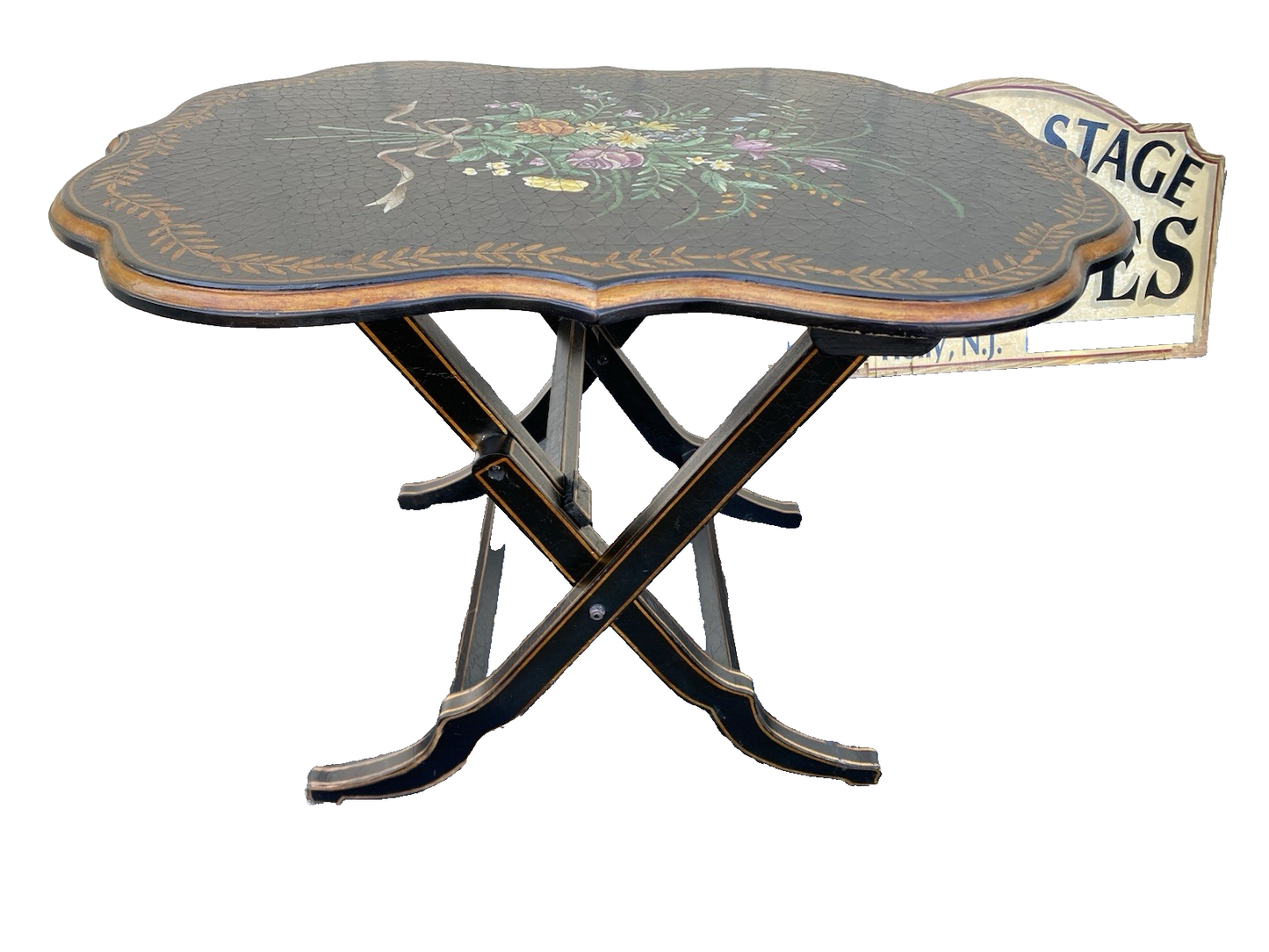 66458  Hand Made Decorator Tilt Top Table Stand   Table Top 24" x 31"W