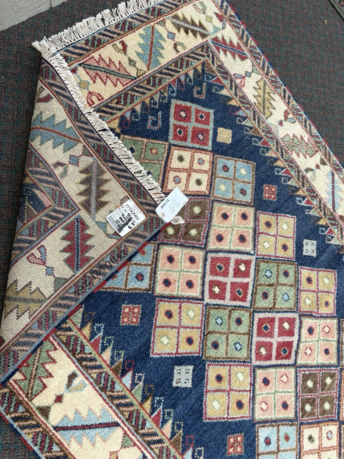 RUG 12: Oriental Wool KAZAK WEAVE TRIBAL TWO  Rug Carpet SIZE 57" x 83"